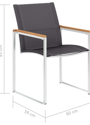 Tuinstoelen 4 st textileen en roestvrij staal grijs