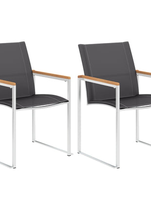 Tuinstoelen 2 st textileen en roestvrij staal grijs