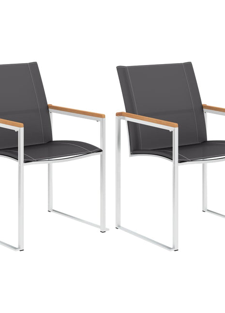 Tuinstoelen 2 st textileen en roestvrij staal grijs