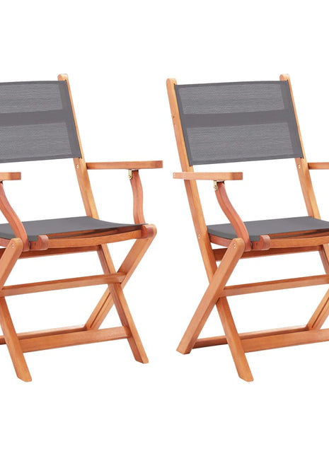 Tuinstoelen inklapbaar 2 st eucalyptushout en textileen grijs