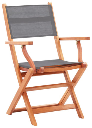 Tuinstoelen inklapbaar 4 st eucalyptushout en textileen grijs