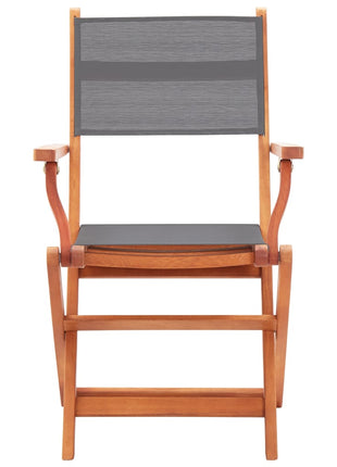 Tuinstoelen inklapbaar 4 st eucalyptushout en textileen grijs