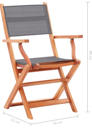 Tuinstoelen inklapbaar 4 st eucalyptushout en textileen grijs