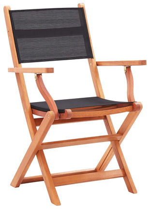 Tuinstoelen inklapbaar 2 st eucalyptushout en textileen zwart