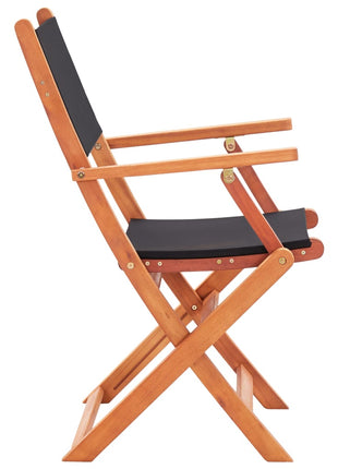 Tuinstoelen inklapbaar 2 st eucalyptushout en textileen zwart