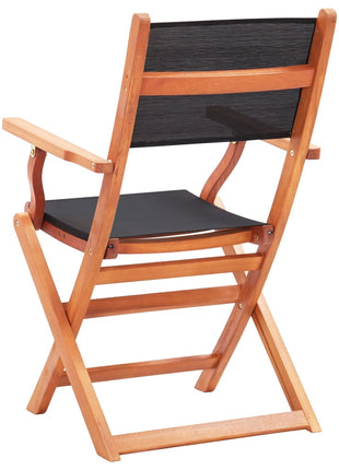 Tuinstoelen inklapbaar 2 st eucalyptushout en textileen zwart