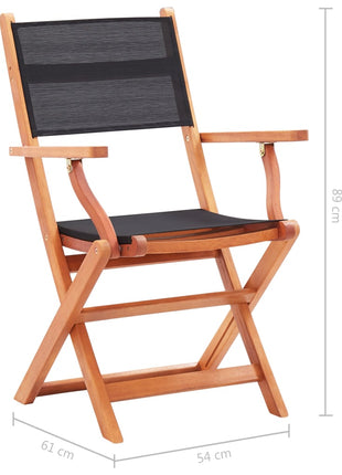 Tuinstoelen inklapbaar 2 st eucalyptushout en textileen zwart