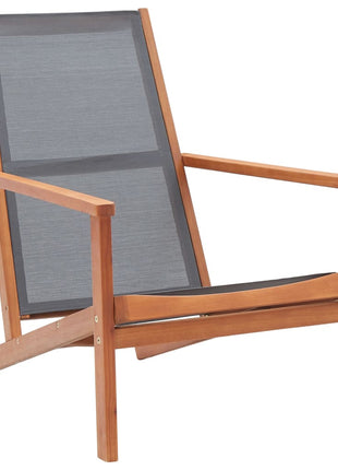 Loungestoel massief eucalyptushout en textileen grijs