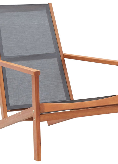 Loungestoel massief eucalyptushout en textileen grijs