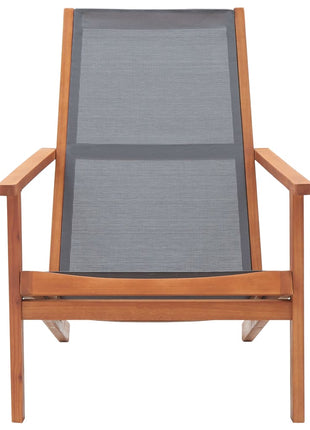 Loungestoel massief eucalyptushout en textileen grijs
