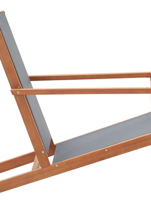 Loungestoel massief eucalyptushout en textileen grijs