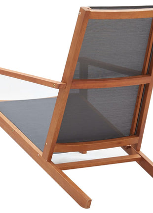 Loungestoel massief eucalyptushout en textileen grijs