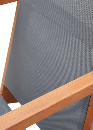 Loungestoel massief eucalyptushout en textileen grijs