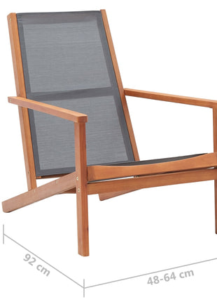 Loungestoel massief eucalyptushout en textileen grijs