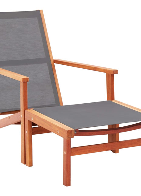 Tuinstoel met voetensteun eucalyptushout en textileen grijs