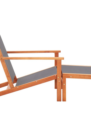 Tuinstoel met voetensteun eucalyptushout en textileen grijs