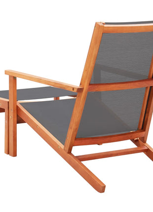 Tuinstoel met voetensteun eucalyptushout en textileen grijs