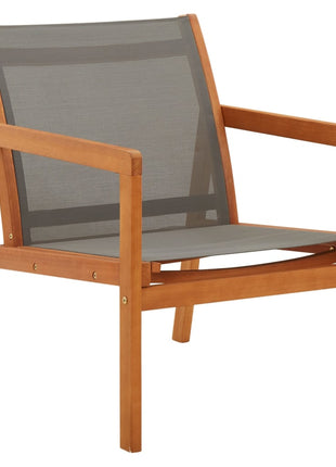 Loungestoel massief eucalyptushout en textileen grijs