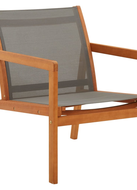 Loungestoel massief eucalyptushout en textileen grijs