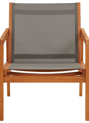 Loungestoel massief eucalyptushout en textileen grijs
