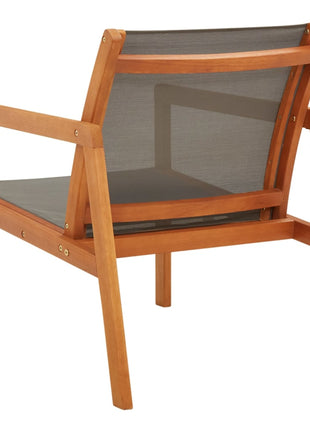 Loungestoel massief eucalyptushout en textileen grijs