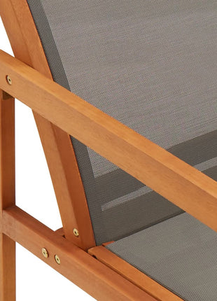 Loungestoel massief eucalyptushout en textileen grijs