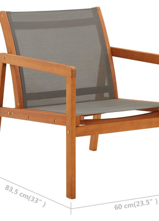 Loungestoel massief eucalyptushout en textileen grijs
