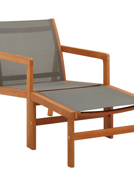 Tuinstoel met voetensteun eucalyptushout en textileen grijs