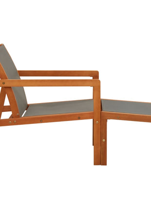 Tuinstoel met voetensteun eucalyptushout en textileen grijs