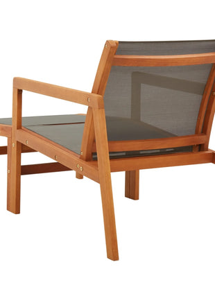 Tuinstoel met voetensteun eucalyptushout en textileen grijs