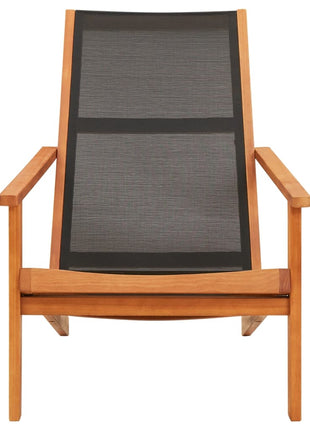 Loungestoel massief eucalyptushout en textileen zwart