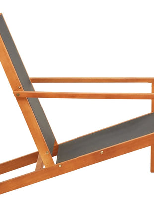 Loungestoel massief eucalyptushout en textileen zwart