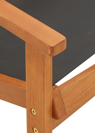Loungestoel massief eucalyptushout en textileen zwart