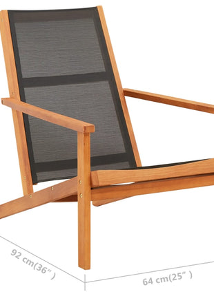Loungestoel massief eucalyptushout en textileen zwart