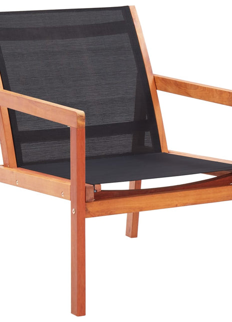 Loungestoel massief eucalyptushout en textileen zwart
