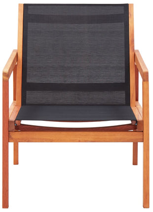 Loungestoel massief eucalyptushout en textileen zwart