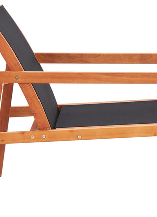 Loungestoel massief eucalyptushout en textileen zwart