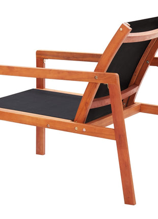 Loungestoel massief eucalyptushout en textileen zwart