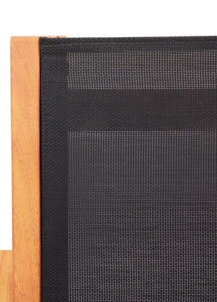 Loungestoel massief eucalyptushout en textileen zwart