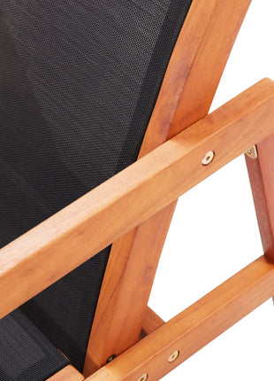 Loungestoel massief eucalyptushout en textileen zwart