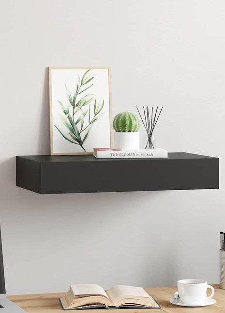 Wandschap Met Lade Zwevend Zwart