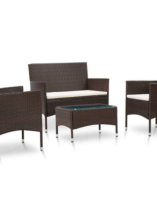 Loungeset Met Kussens Poly Rattan