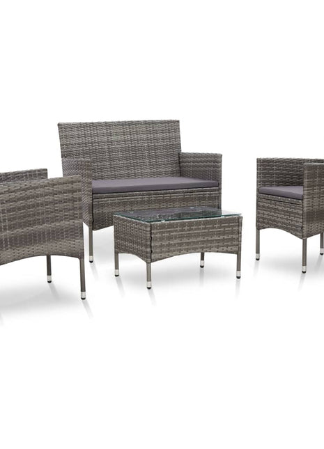 Loungeset Met Kussens Poly Rattan