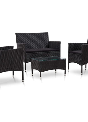 Loungeset Met Kussens Poly Rattan