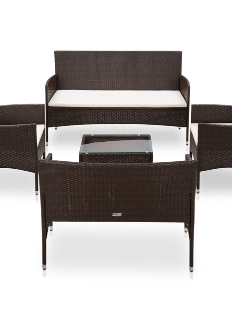 Loungeset Met Kussens Poly Rattan