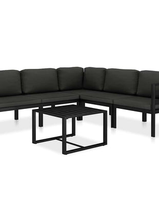 6-delige Loungeset met kussens aluminium antraciet