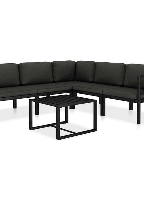6-delige Loungeset met kussens aluminium antraciet