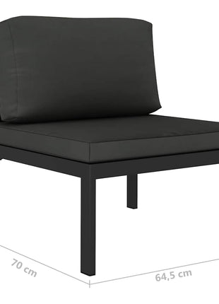 6-delige Loungeset met kussens aluminium antraciet