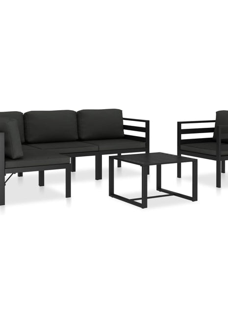 6-delige Loungeset met kussens aluminium antraciet
