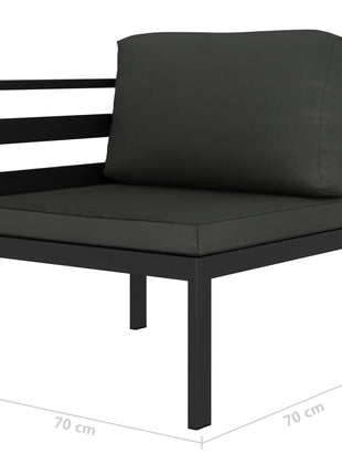 6-delige Loungeset met kussens aluminium antraciet